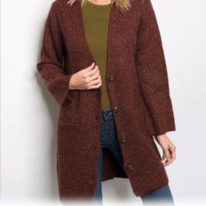 Button-Up/Cardigan Tunic Length Sweater S/M